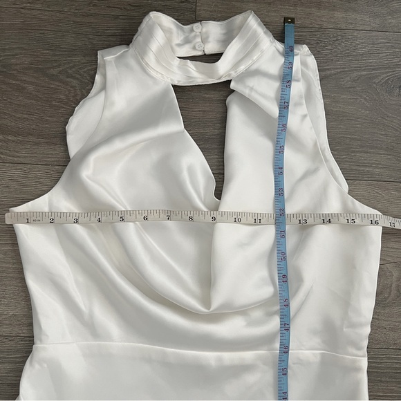 Lulus Gorgeous Vow Satin Mermaid Wedding Dress Medium White Cowl Mock Neck Retro - Picture 10 of 11